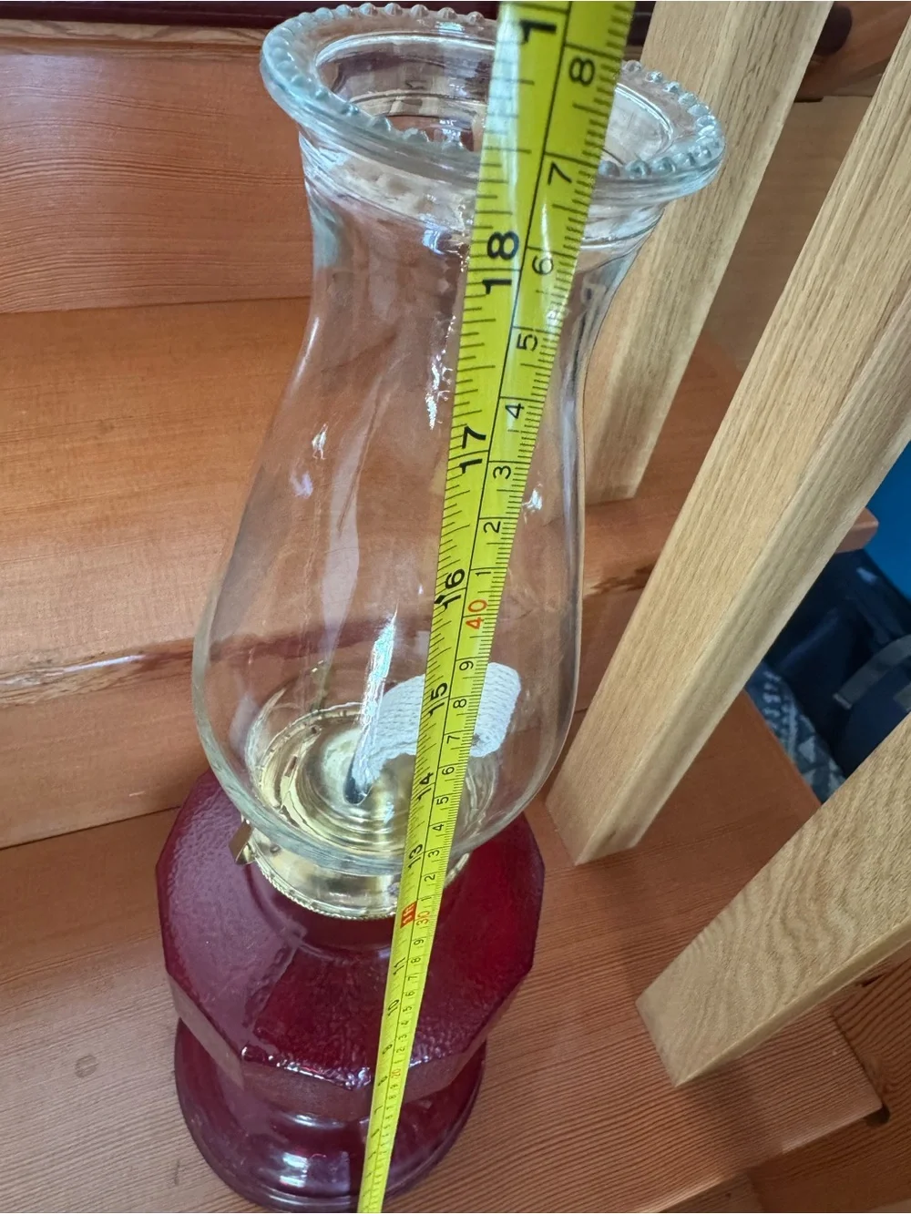 VTG Homesteader Red Glass flash technique Accent Oil Lamp New Brass Color parts